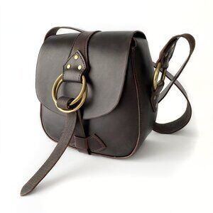 Oversized Custom Unisex Leather Bag with Solid Brass Buckles, Like New